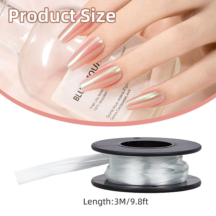 2PCS 3M False Nail Extension Fiber, Nail Extension Fibers Adjustable Shape Nails Lengthening Fibers Tools, DIY Fiberglass Nail Art Makeup Supplies for Home Salon