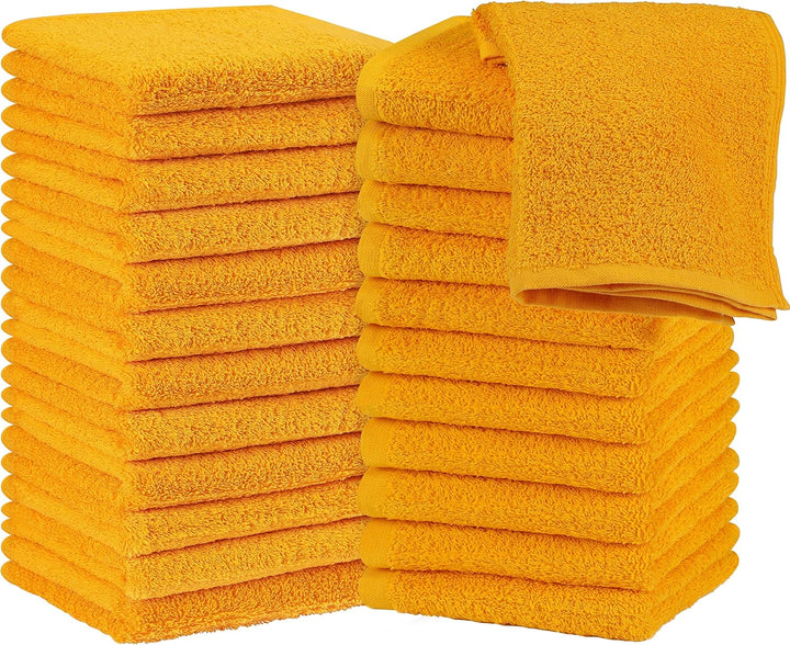 24 Pack Cotton Washcloths Set, 100% Ring Spun Cotton, Premium Quality Flannel Face Cloths, Highly Absorbent and Soft Feel Fingertip Towels, White