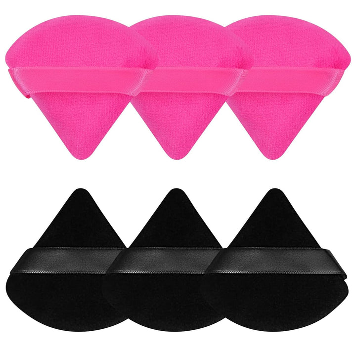6 Pcs Powder Puff Face Soft Triangle Makeup Puff Velour Makeup Sponge Stocking Stuffers for Loose Powder (Black)