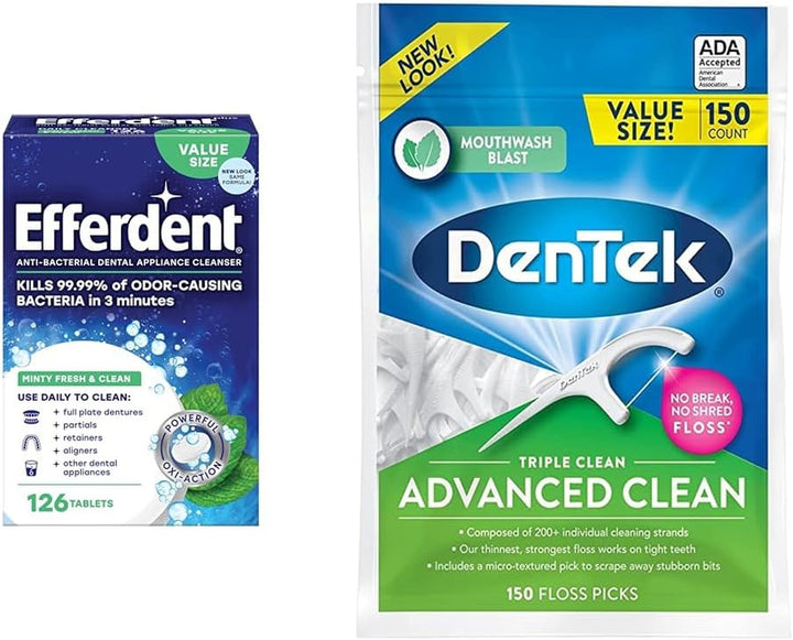 Retainer Cleaning Tablets, Denture Cleaning Tablets for Dental Appliances, Minty Fresh & Clean, 126 Count