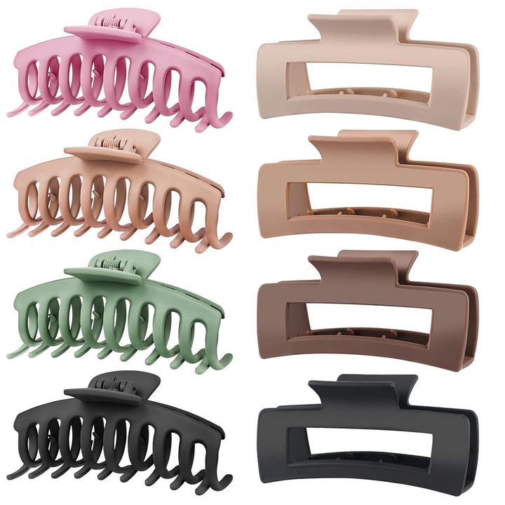 8 Pack Big Hair Claw Clips for Women Large Claw Clip for Thin Thick Curly Hair 90'S Strong Hold 4.33 Inch Nonslip Matte Jumbo Hair Clips (8 Pcs)