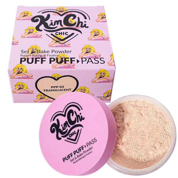 Beauty Puff Puff Pass Set and Bake Setting Powder for Makeup, Extra Fluffy Loose Face Powder Poof, Soft Natural Face Makeup for Uneven Skin Tone, 03 Translucent