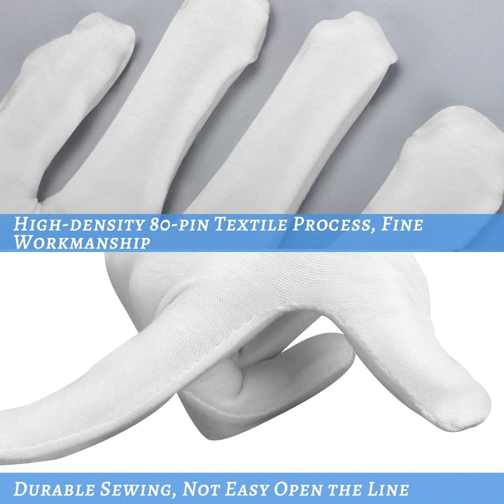 5Pairs (10Pcs) Moisturizing Gloves Overnight for Men and Women, Washable SPA White Cotton Gloves for Dry Hands Eczema Work Inspection Service Performance