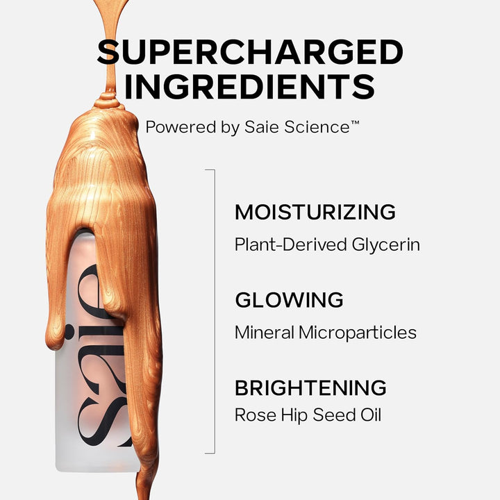 Mini Glowy Super Gel - Hydrating Makeup Primer and Illuminating Glow Serum Enriched with Vitamin C and Squalane Oil - All-Over Liquid Highlighter Makeup for Instant Glass Skin - Starglow (0.5 Oz)