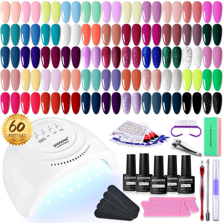 36 PCS Gel Nail Polish Set-32 Colors Gel Polish Kit Base Coat Glossy Matte and Glitter Top Coat Nail Polish Set Green Blue Red Pink Collection Gifts for Women