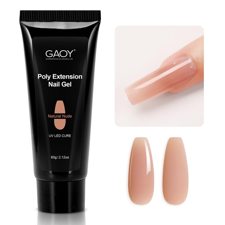 Poly Gel, 60G Nail Extension Gel, Pink Nude Builder Enhancement for Beginner & Professional Nail Art Salon DIY at Home