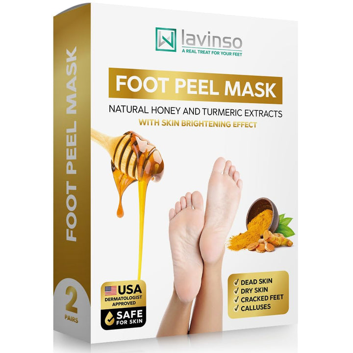 Lavinso Foot Peel Mask for Dry Cracked Feet – 2 Pack Peeling Mask Removes Dead Skin and Calluses - Exfoliating for Soft Baby Feet, Original Scent