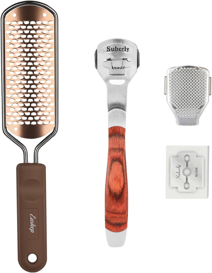 Foot File Foot Scrubber Pedicure - Callus Remover for Feet  Professional Grater Rasp Foot Scraper Corns Callous Removers Cracked Dead Skin Remover for Dry and Wet Feet (Golden)