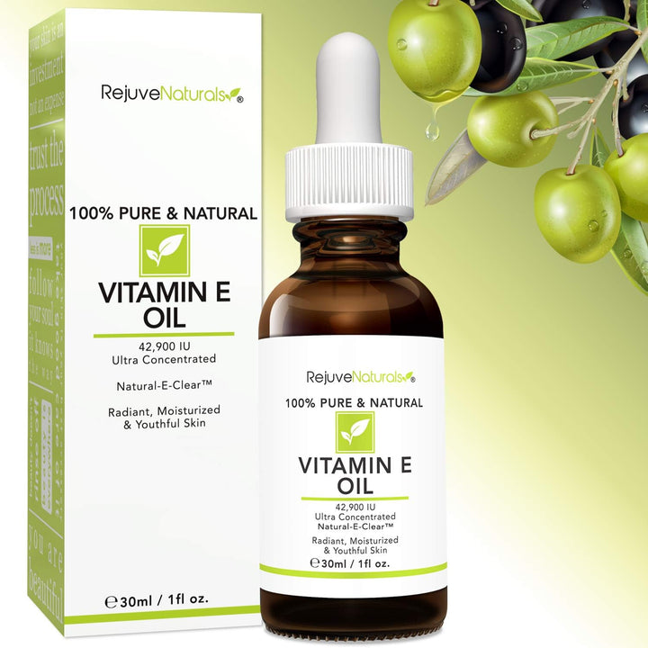Vitamin E Oil - 100% Pure & Natural, 42,900 IU. Repair Dry, Damaged Skin from Surgery & Acne, Age Spots & Wrinkles. Boost Collagen for Moisturized, Youthful-Looking Skin. D-Alpha Tocopherol