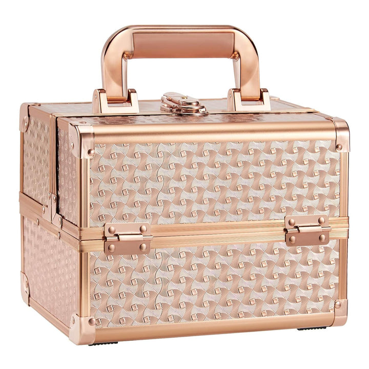 Makeup Train Case Makeup Case Organizer Portable Cosmetic Box Storage with 2 Trays Mirror Locking Make up Travel Case for Nail Kits Cosmetics Craft Traveling Makeup Box Mermaid Pink