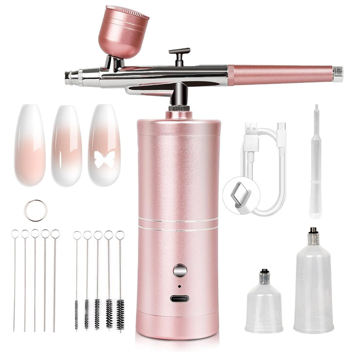 Advanced Airbrush for Nails: Limitless Nail Art Creativity Airbrush Kit Pro Dual-Mode Rechargeable 0.3Mm Nozzle Makeup Set Nail Airbrush Machine for Ombre French Airbrush Paint Salon（Purple）