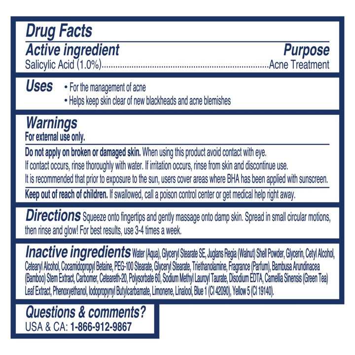 Blackhead Clearing Face Scrub, Clears Blackheads & Unclogs Pores, Green Tea & Bamboo, Salicylic Acid Acne Treatment Facial Scrub, Moderate Exfoliator Skin Care with Natural Exfoliants 6 Oz