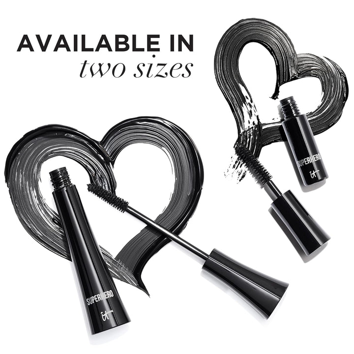 Superhero Mascara – Volumizing & Lengthening Black Mascara, Buildable Lash Volume, Collagen, Biotin, Peptides, Lifting & Curling Formula, Super Black Pigment, Suitable for Sensitive Eyes