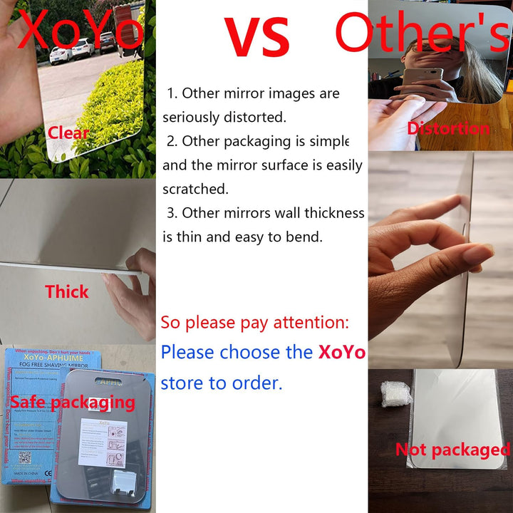 Fogless Shower Mirror (11Inx7.48In), Anti-Fog Frameless Wall Hanging Makeup & Shaving Bathroom Accessory (Large, Shaver Hook)