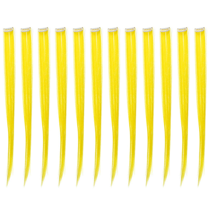 12 Pcs Straight One Color Party Highlights Clip on in Hair Extensions Colored Hair Streak Synthetic Hairpieces (Teal Blue)