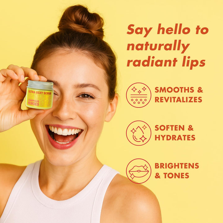 Turmeric Lip Scrub with Vitamin C – 100% Natural Vegan Exfoliant for Dark Dry Chapped Lips – Deep Conditioning Sugar Polish 1Oz