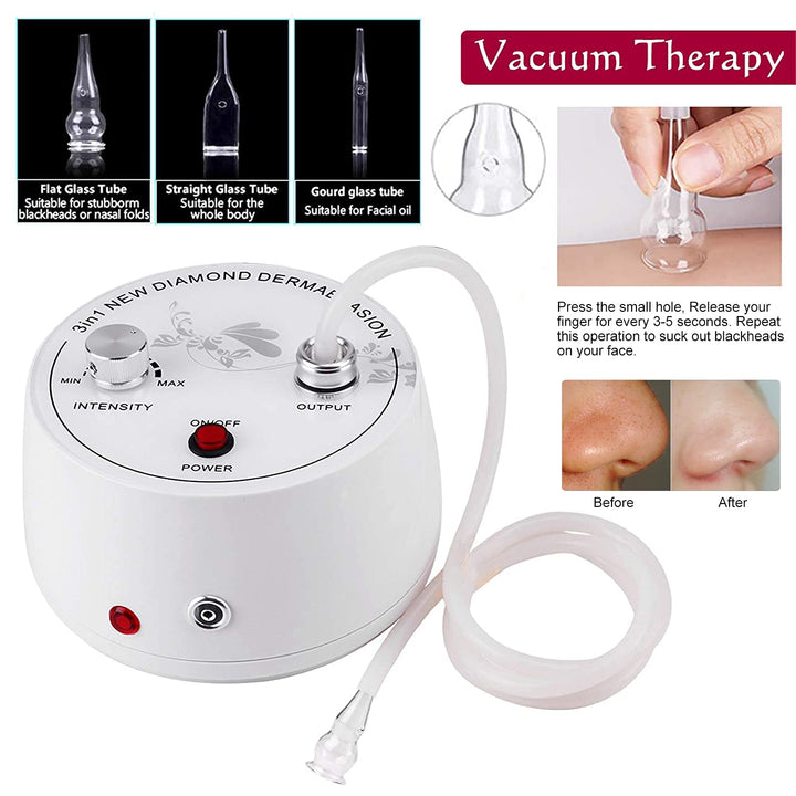 Diamond Microdermabrasion Machine,  3 in 1 Professional Microdermabrasion Machine with Vacuum Glass Tube and Spray Bottle for Home Use Skin Care