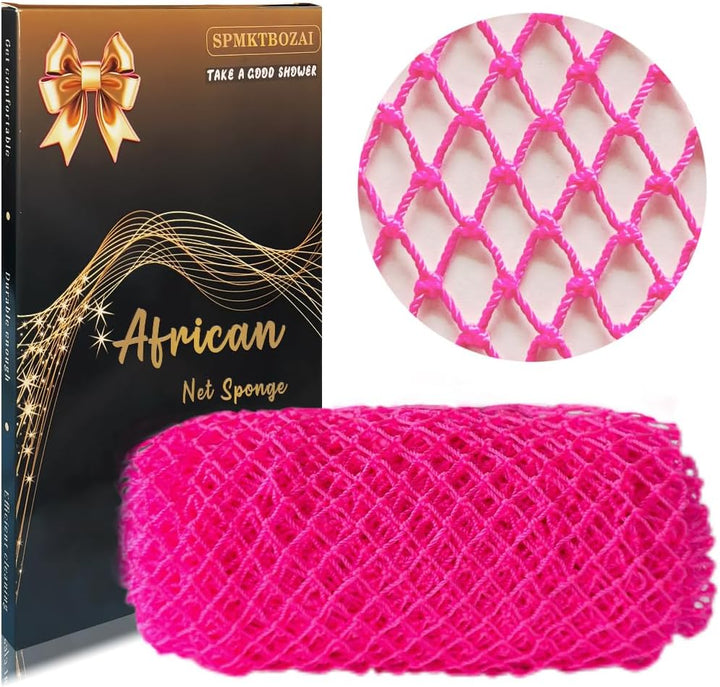 African Net Sponge Authentic, African Exfoliating Sponge Real African Net Black Owned, African Bath Sponge Back Scrubber, Body Exfoliator Shower Bath Accessories (Black)