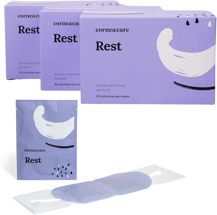 Rest: Self Heating Warm Compress for Dry Eyes | Heated Eye Mask for Fast Relief | No Microwave or Washcloth Needed | Travel Ready | 30 Count