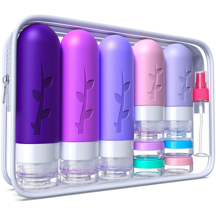 19Pack Travel Bottles for Toiletries, TSA Approved Silicone Size Containers for Toiletries, Refillable & Leakproof Travel Shampoo and Conditioner Bottles