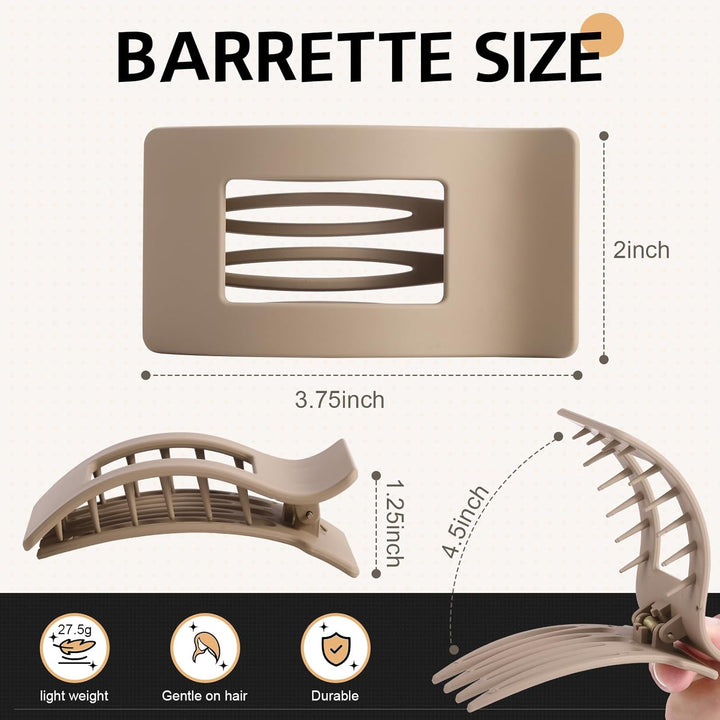 8 Pack French Flat Hair Clips for Women – Large Matte No-Slip Claw Clips for Thick & Thin Hair, Strong Hold Styling Barrettes Accessories (Neutral)