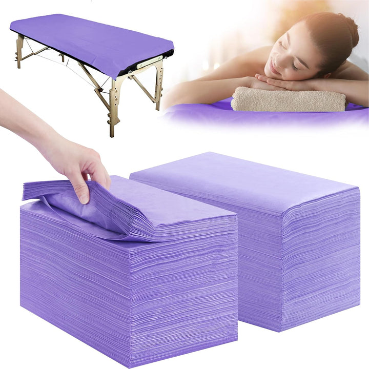 Disposable Bed Sheets 100 Pcs 31" X 71" Massage Table Sheets Non Woven Fabric SPA Bed Cover Breathable for Massage Beauty Tattoos(White)