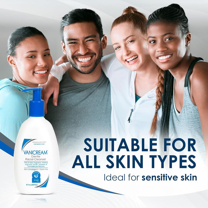Gentle Facial Cleanser with Pump Dispenser - 8 Fl Oz - Formulated without Common Irritants for Those with Sensitive Skin