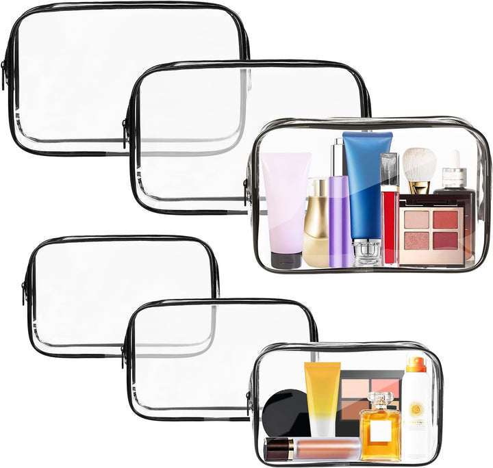 Clear Makeup Bag,Portable Travel Toiletry Bags with Zipper, TSA Approved Clear Organizer Bags, PVC Cosmetic Pouch for Airport Airline Compliant