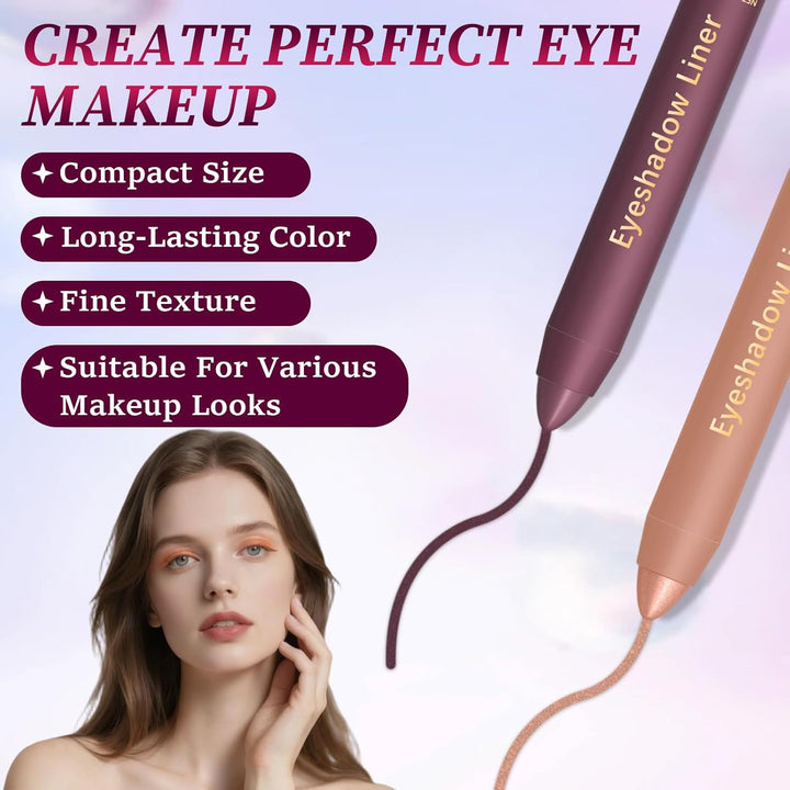Shadow Liner 2-In-1 Eyeliner Eyeshadow, Shadow Liner Duo Plum, Eyeliner + Eyeshadow, Waterproof, Long-Lasting & Smudge-Proof Wear, Smooth, Easy to Color