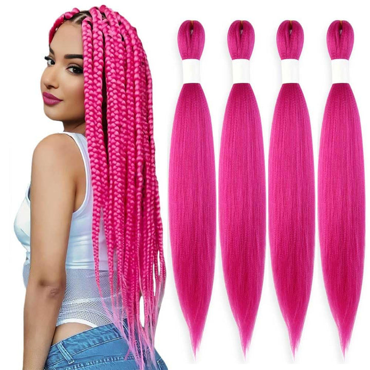 Purple Braiding Hair 20 Inch Pre Stretched Hair Long Straight Crochet Braids Yaki Texture Synthetic Fiber 4 Packs (Dark Purple)