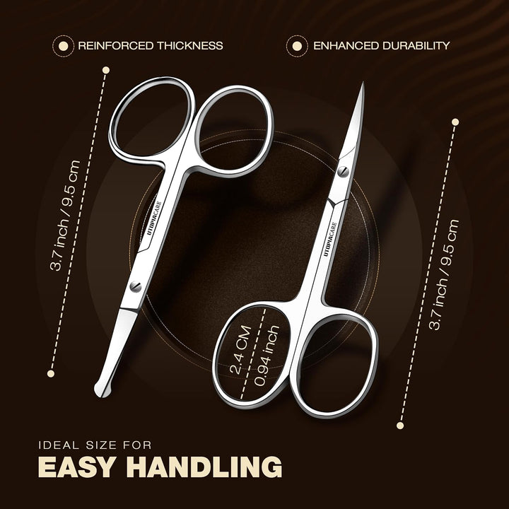 Eyebrow Scissors, Professional Stainless Steel Small Shears for Men and Women, Nose Hair Scissors for Grooming Mustache, Beard, Eyelashes, Ear Hair Trimming, Silver
