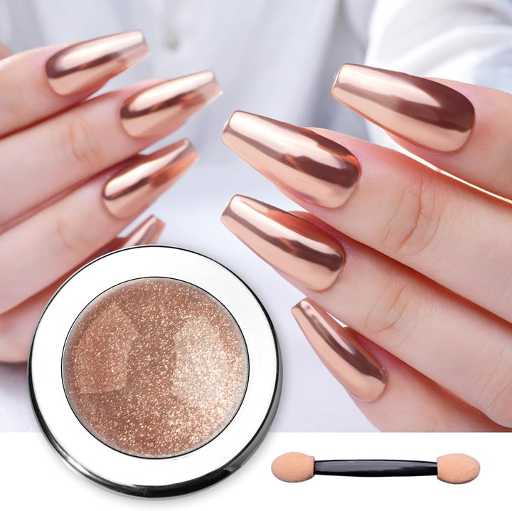 Chrome Nail Powder - Coffee Chocolate Effect Nail Art Mirror Chrome Nail Powder, Brown Metallic Mirror Chrome Powder Pigment for Nail Art Decoration