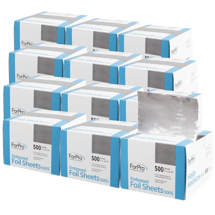 Embossed Foil Sheets 500S, Aluminum Foil, Pop-Up Dispenser, for Hair Color Application and Highlighting Services, Food Safe, 5" W X 10.75" L, 100-Count
