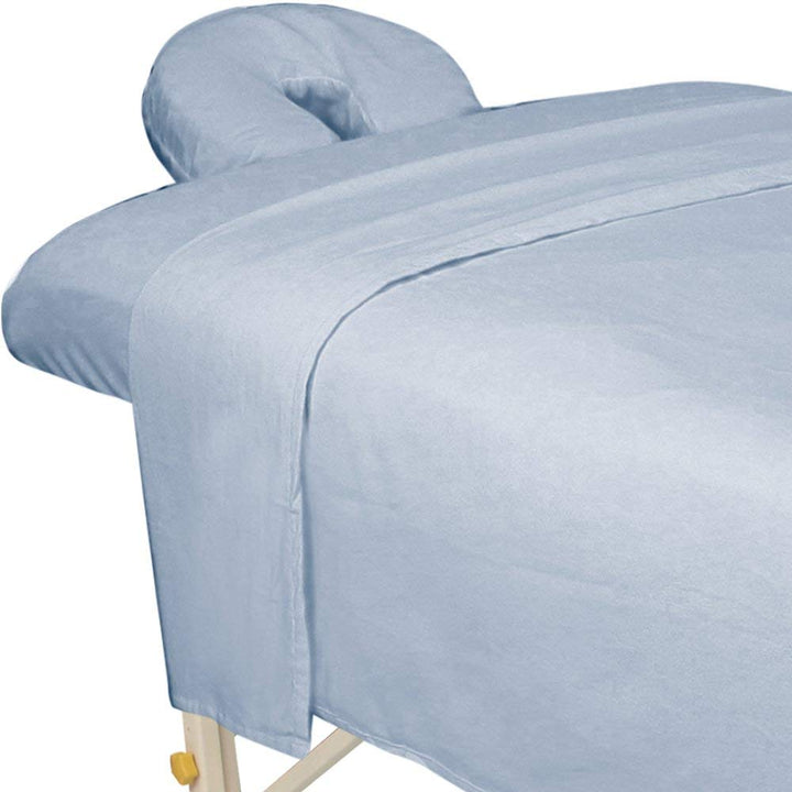 Forpro Premium Flannel 3-Piece Massage Sheet Set for Massage Tables, Includes Flat, Fitted Sheet, and Fitted Face Rest Cover, Natural