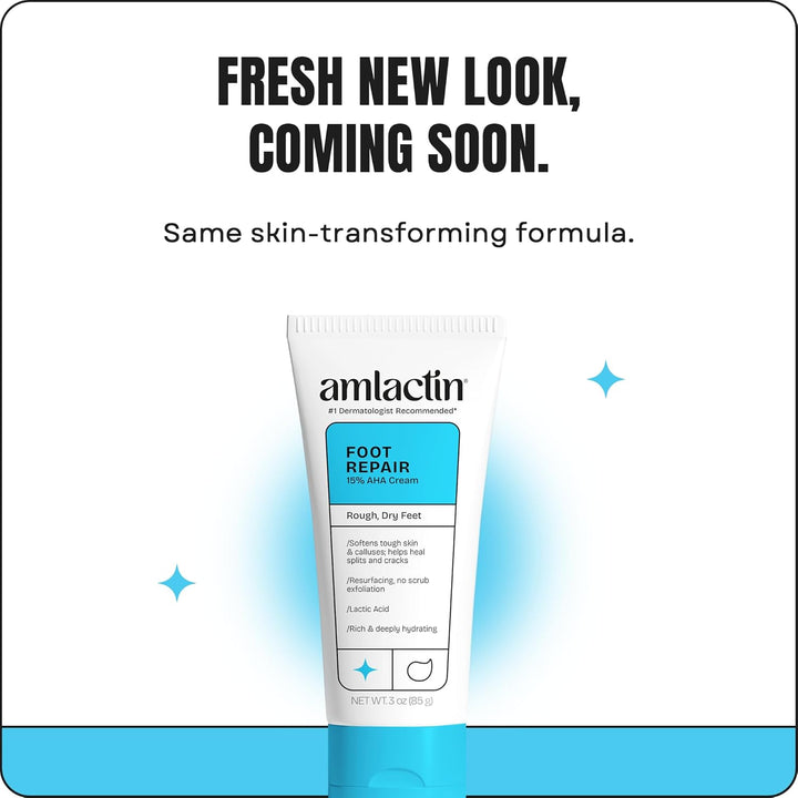 Foot Repair Cream - Therapeutic Foot Cream for Dry Cracked Heels and Feet - No-Scrub Exfoliator and Moisturizer with 15% Lactic Acid AHA - 3 Oz (Packaging May Vary)​