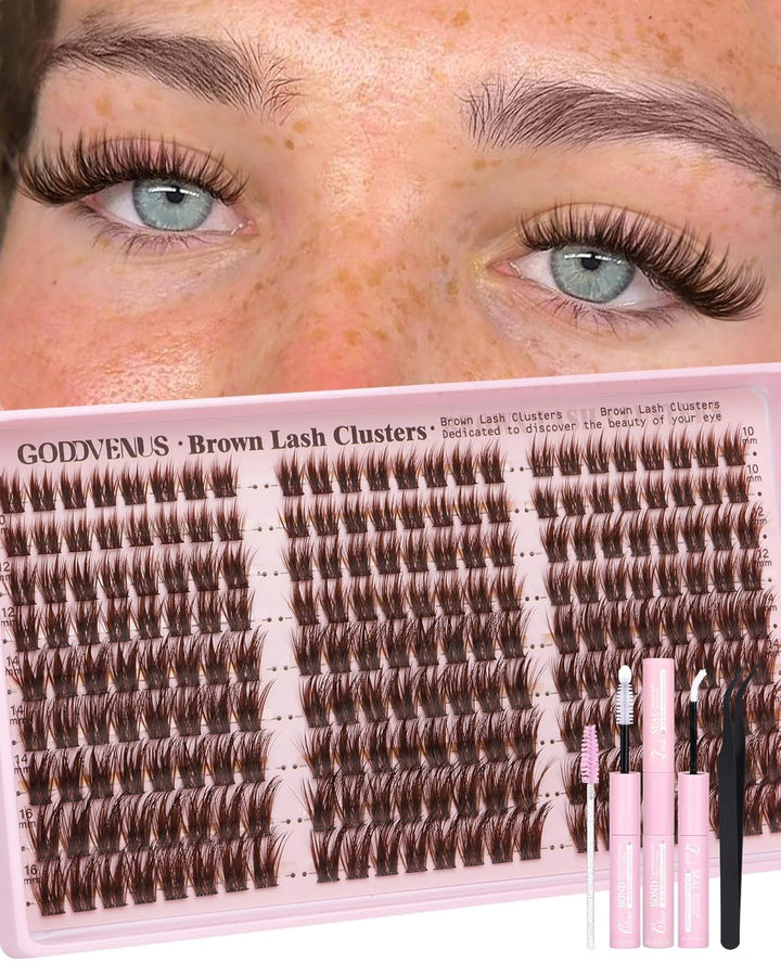 Lash Clusters Kit Wispy Eyelash Clusters Lashes Natural DIY Lash Extension Kit 10-16Mm Cluster Eyelash Extensions Kit 300Pcs C Curl Individual Lashes Cluster Eyelash (No Tweezers)