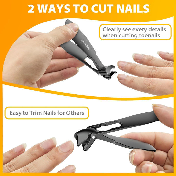 Long Handle Toe Nail Clippers for Seniors - Angled Head, Wide Jaw Opening, Ultra-Sharp and Durable Large Thick Toenail Clippers Cutters Trimmers for Men and Women, 18-Month Replacement Warranty!