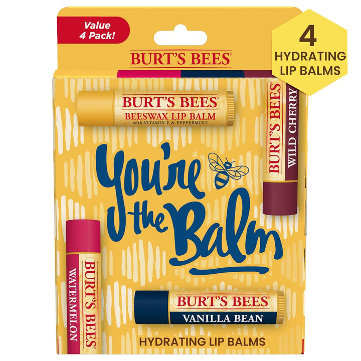 Lip Balm - Original Beeswax, Lip Moisturizer with Responsibly Sourced Beeswax, Tint-Free, Natural Origin Conditioning Treatment, 4 Tubes, 0.15 Oz.