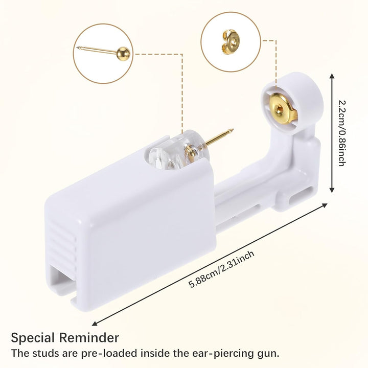 Disposable Ear Piercing Kit with 6 Piercing Guns, 3 Pairs of Earrings, Mark Pen, Iodophor Swabs, Cartilage Jewelry Studs & Accessories, Easy at Home Use (Gold)