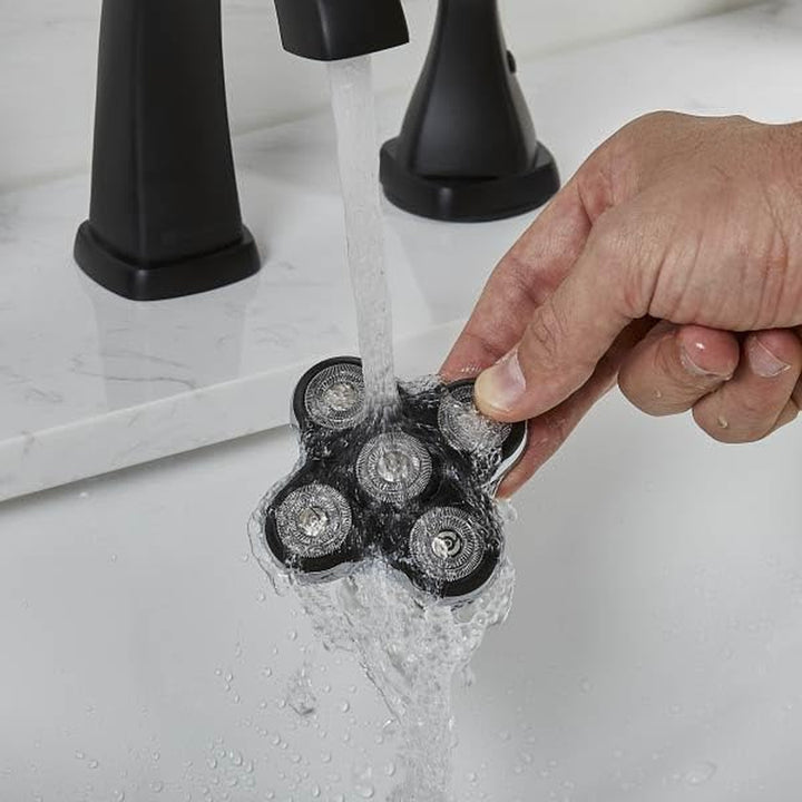 XR7000 Balder Pro Rotary Shaver Rechargeable Waterproof Electric Razor for Men Cordless Lithium Power 5 Dual Track Flexing Heads and Pop-Up Trimmer Black