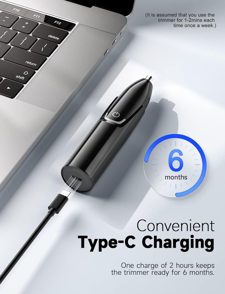 Rechargeable Ear and Nose Hair Trimmer - 2025 Professional Painless Eyebrow & Facial Hair Trimmer for Men Women, Powerful Motor and Dual-Edge Blades for Smoother Cutting Black