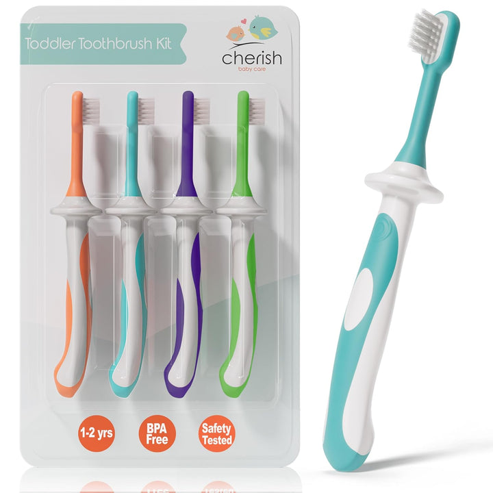 Baby Toothbrush & Toddler Toothbrush Set (0-2 Years) - Bpa-Free & Safety-Tested, 2023 Award Winner, Food-Grade Silicone (Teal)