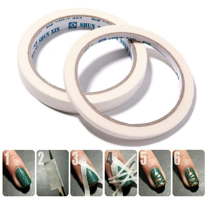 2Pcs 0.5Cm+1.2Cm Width Nail Art Adhesive Tapes Creative DIY Design Nail Striping Tape Line Rolls Nail Striping Tape Line Nail Art Decoration Sticker DIY Nail Tip Accessories