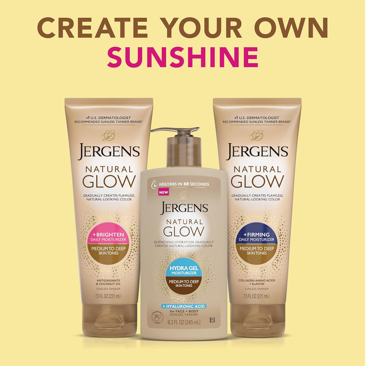 Natural Glow Hydra Gel Moisturizer, Hyaluronic Acid Tanning Lotion, Hydrating Tanning Gel, Fragrance-Free Self Tanner, Fair to Medium Skin Tones, 8.3 Fl Oz