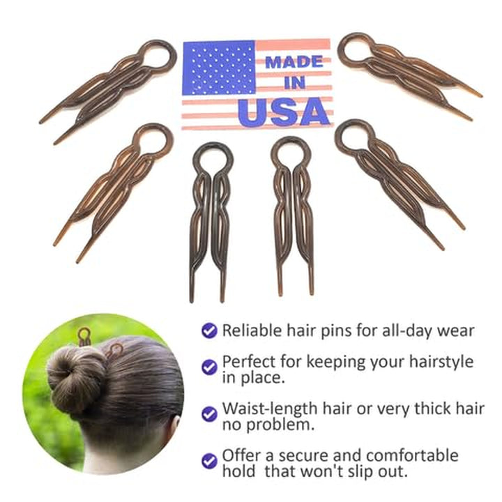 Hair Pins - 2 1/2" Plastic, U-Shaped Magic Grip Hairpins, Strong Durable Pins for Fine, Thick & Long Hair, Styling Accessories - Tortoise Shell, Set of 10