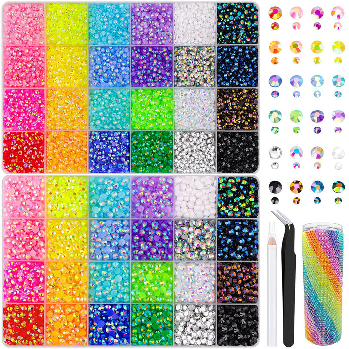 13000Pcs Flatback Pearls for Crafting (White), Assorted Size 2/3/4/5/6/8/10Mm Half Pearl Bead Gems with 3Pcs 10Ml B7000 Jewelry Glue, Bedazzling Kit for Crafts Shoes Graduation Cap Nail Art