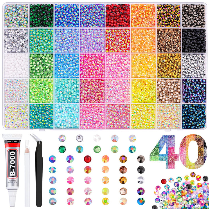 13000Pcs Flatback Pearls for Crafting (White), Assorted Size 2/3/4/5/6/8/10Mm Half Pearl Bead Gems with 3Pcs 10Ml B7000 Jewelry Glue, Bedazzling Kit for Crafts Shoes Graduation Cap Nail Art