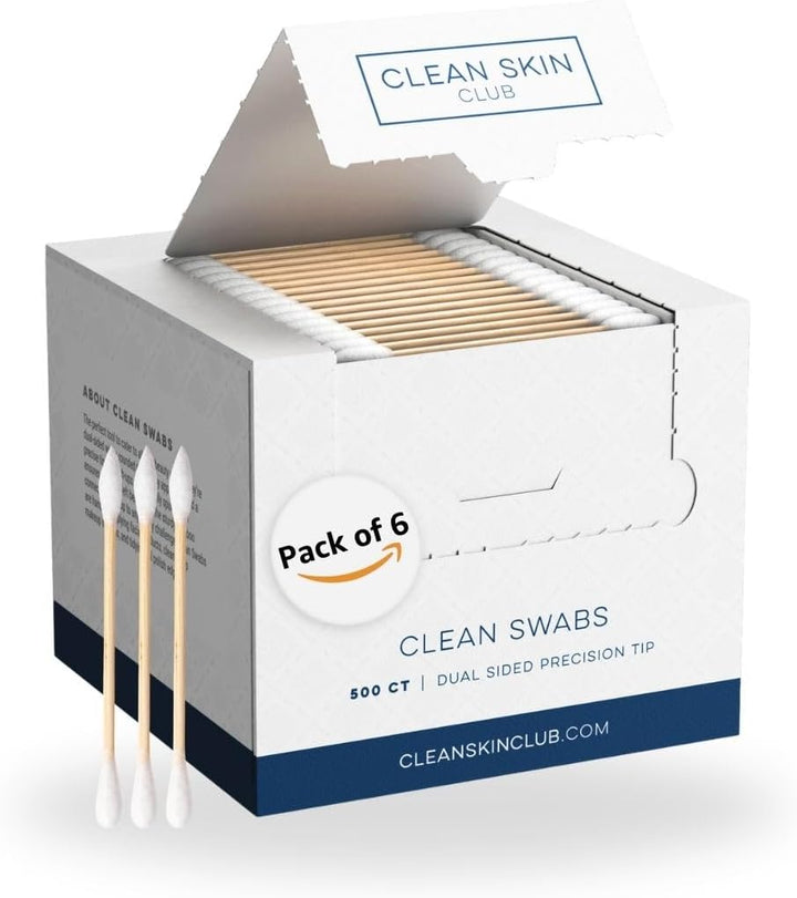 Clean Swabs | 500CT | One Pointed Tip | Biodegradable + Organic Cotton & Bamboo | Makeup & Nail Polish Touch-Ups | Chlorine-Free & Hypoallergenic (500 Count)