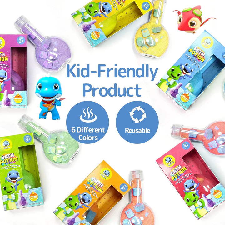 Bath Toys for Kids Potion,  6 Pack Bath Bombs Fun Time Bathtub Colorful Bubble Foam Boys Girls with Indoor Outdoor Scientific Soap Magical Nontoxic Fizzes Eruption Age 4-8 Years Old Toddler