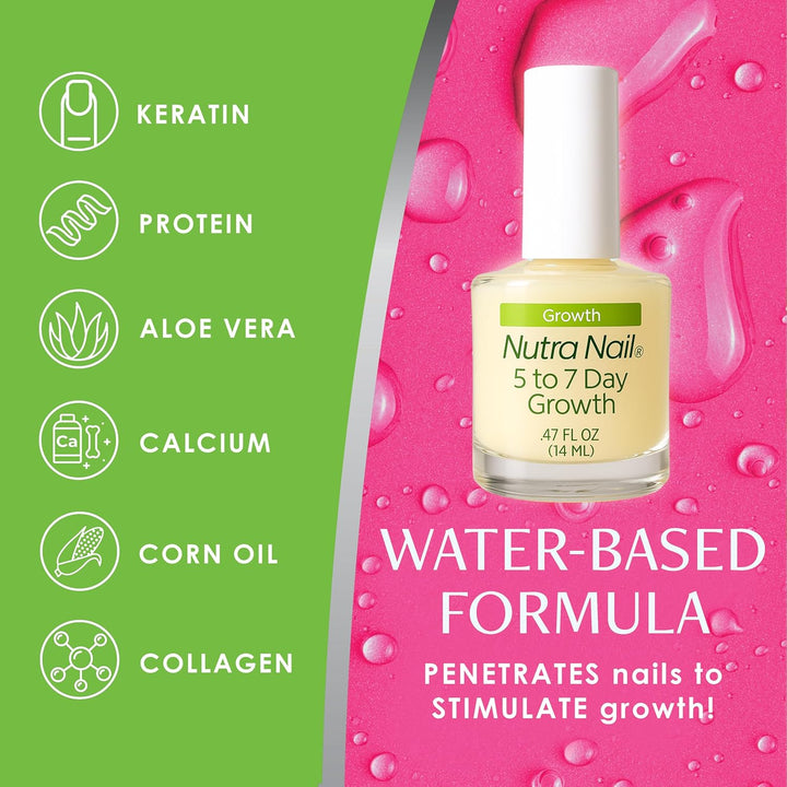 5 to 7 Day Growth Treatment - Fast Keratin Nail Hardener & Nail Strengthener for Thin Nails, Brittle & Damaged (0.47 Fl Oz)